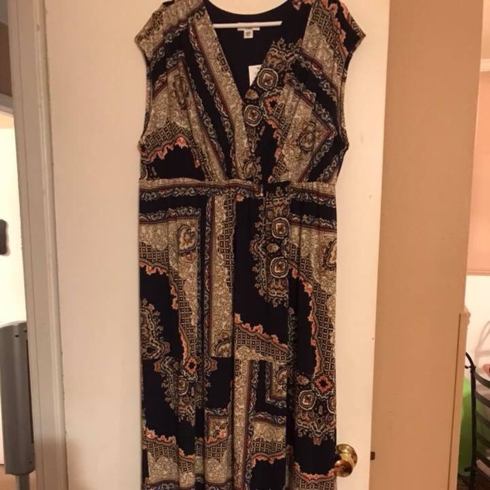 Navy printed asymmetrical dress 18/20W